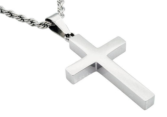 3 Wise Men Stainless Steel Silver Cross Necklace
