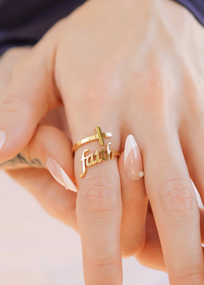 Faith Cross Adjustable Ring
