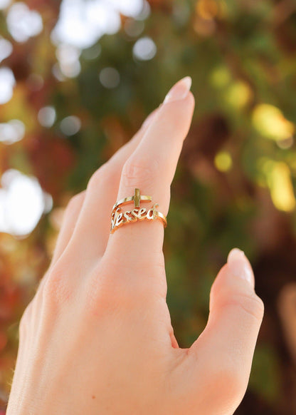 Blessed Cross Adjustable Ring