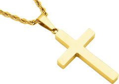 3 Wise Men Gold Stainless Steel Cross Pendant