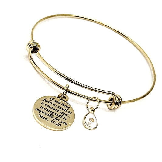 Mustard Seed Scripture And Teardrop Charm Bracelet