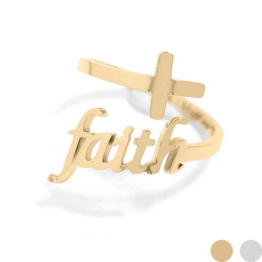 Faith Cross Adjustable Ring