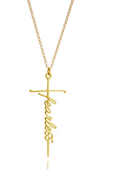 Fearless Script Cross Necklace