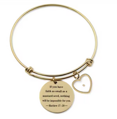 Mustard Seed Faith Scripture Charm Bracelet