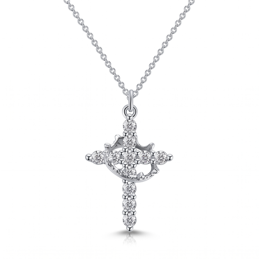 3Wise Crown of Grace Pendant Cross Necklace Studio White Background