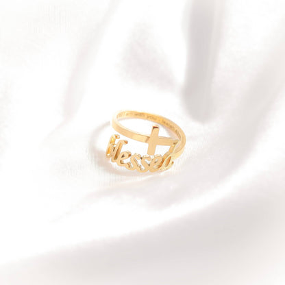 Blessed Cross Adjustable Ring