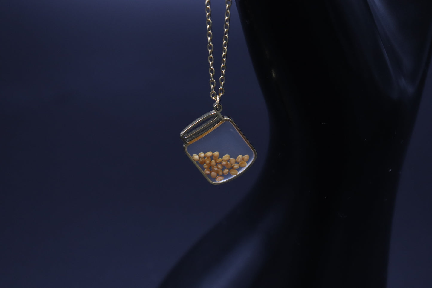 Gold Jar of Mustard Seeds Necklace