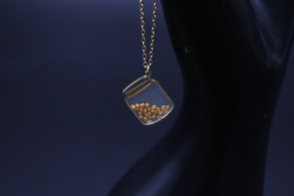 Gold Jar of Mustard Seeds Necklace