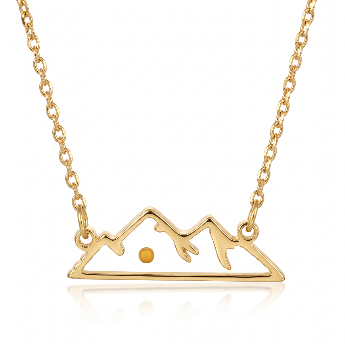 Mustard Seed Faith Mountain Necklace Studio White Background